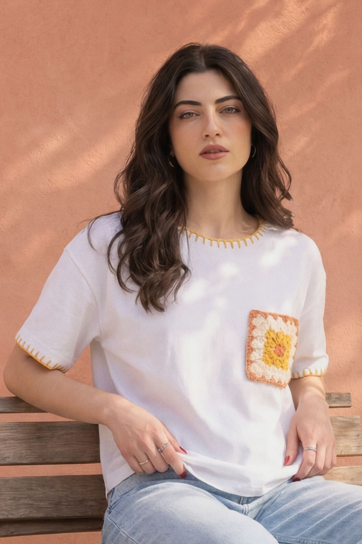 Sun-Baked Crochet Pocket Oversized Tee 🌻🧶