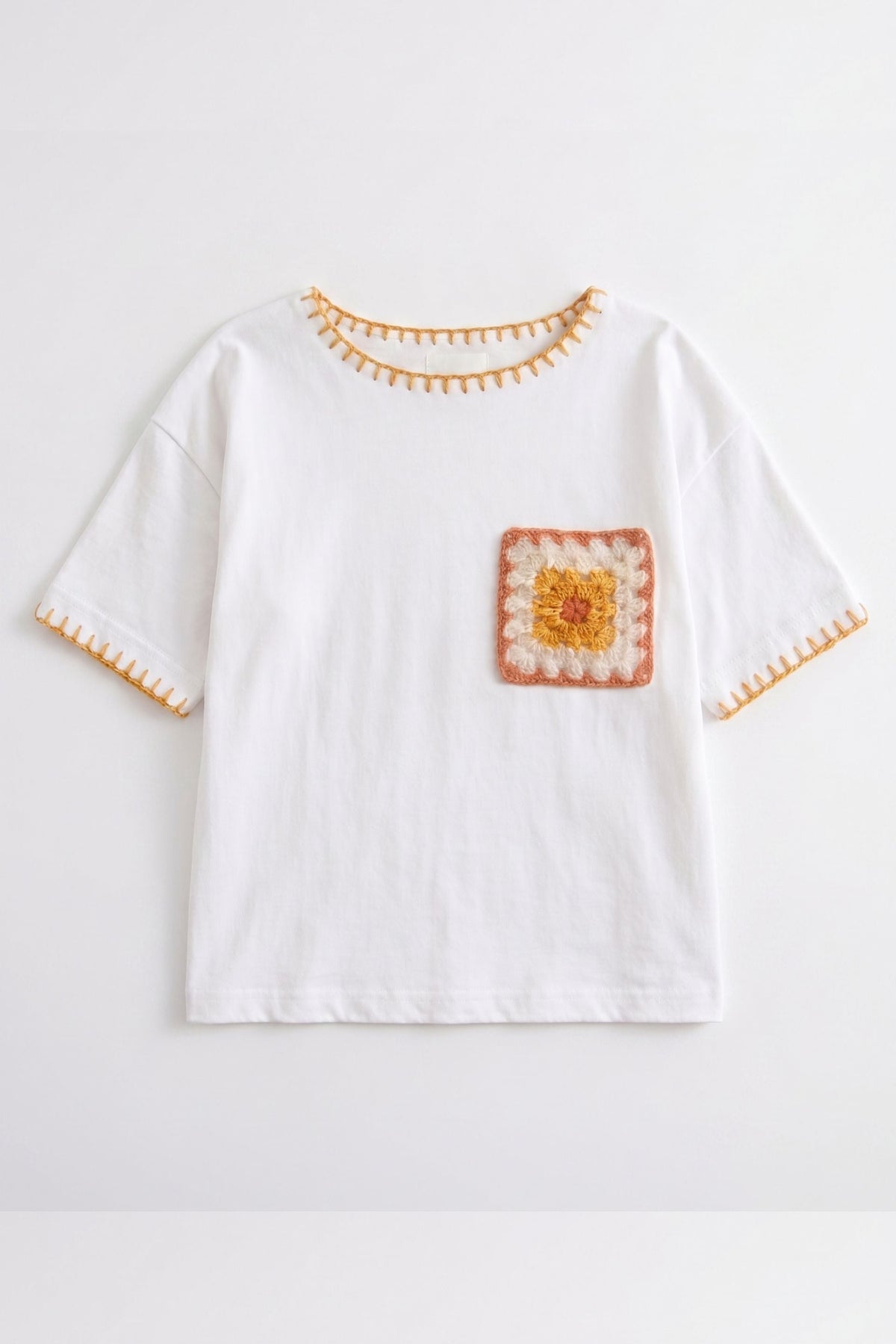 Sun-Baked Crochet Pocket Oversized Tee 🌻🧶