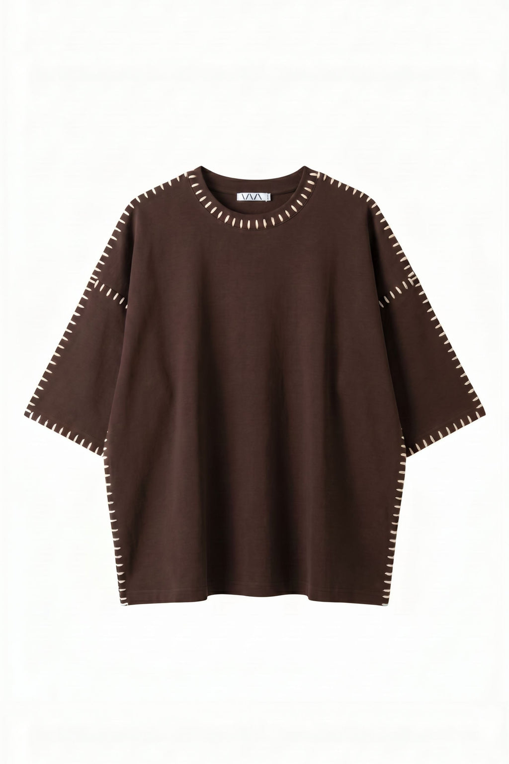 Deconstructed Contrast Stitch Oversized Tee 🤎🧵