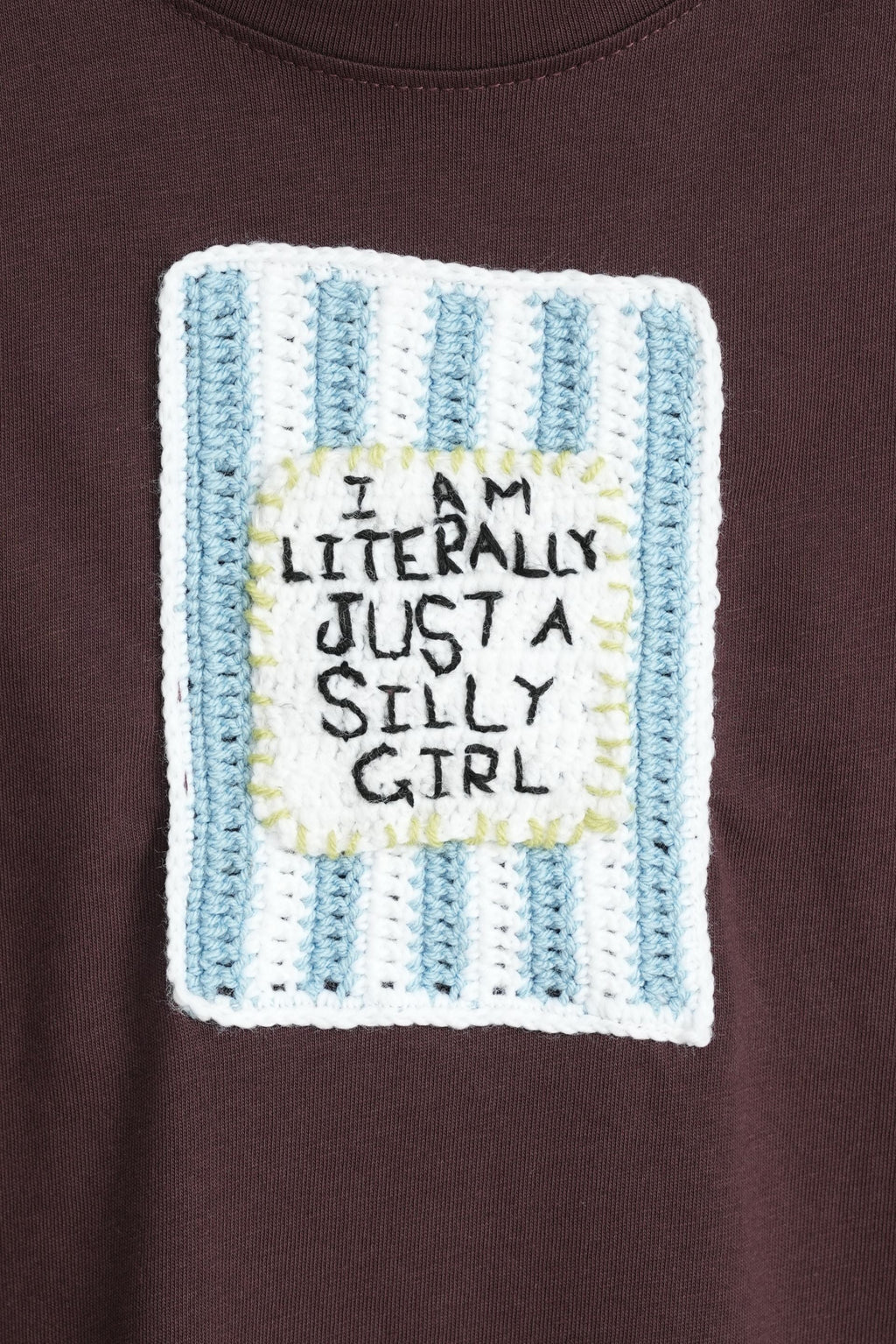 "Literally Just A Silly Girl" Oversized Crochet Tee 🎀🤎