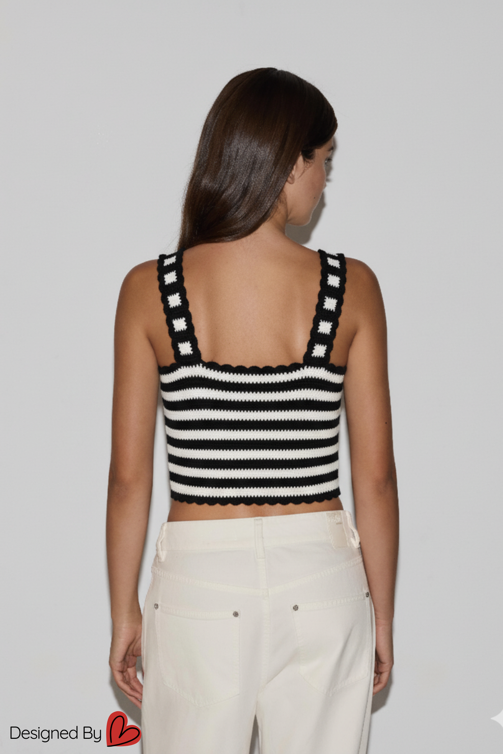 Monochrome Crochet Stripe Top