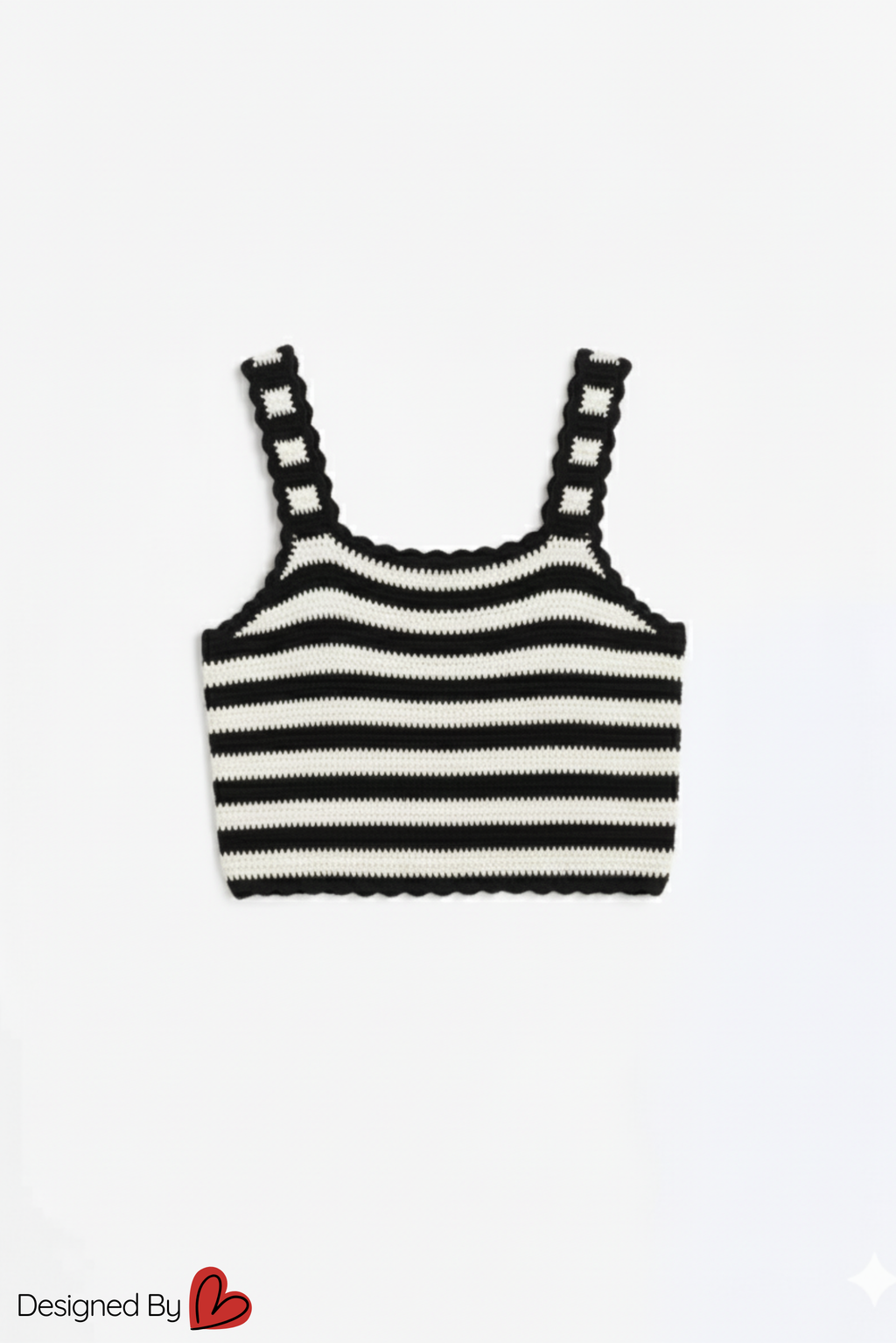 Monochrome Crochet Stripe Top