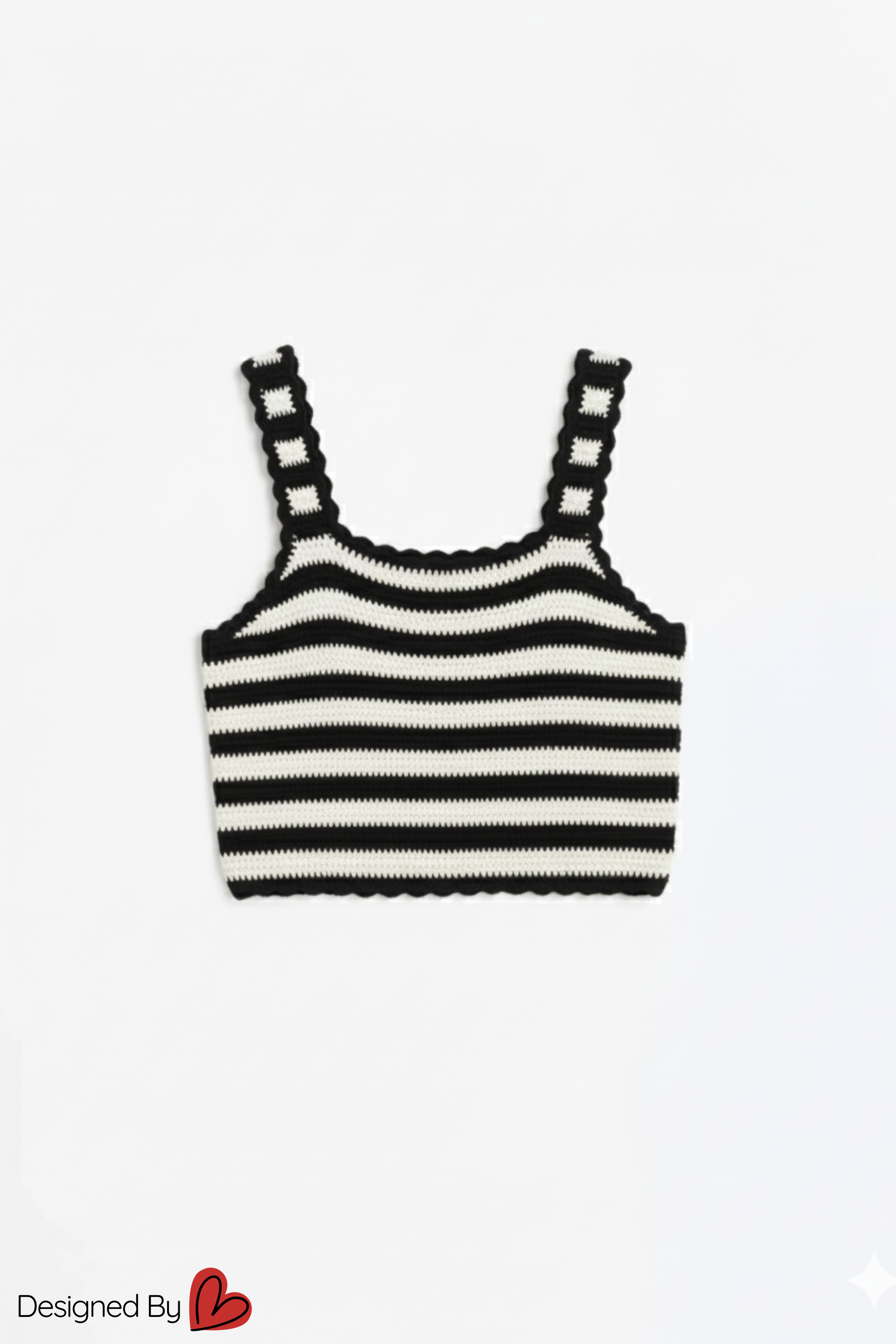 Monochrome Crochet Stripe Top