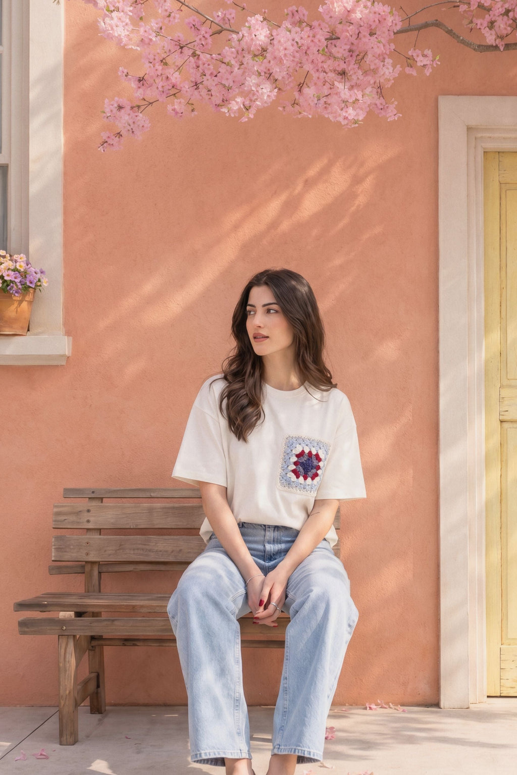 Eclectic Grandpa Crochet Pocket Oversized Tee 📻🧶