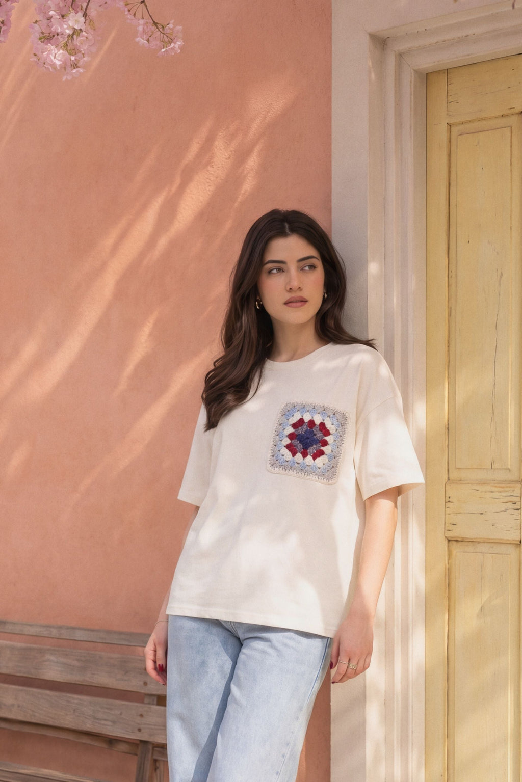 Eclectic Grandpa Crochet Pocket Oversized Tee 📻🧶