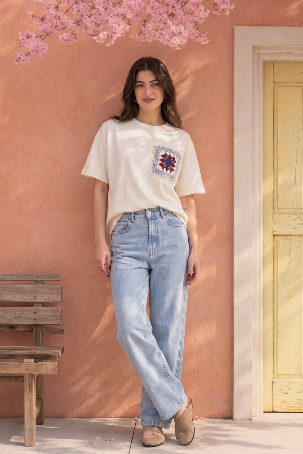 Eclectic Grandpa Crochet Pocket Oversized Tee 📻🧶