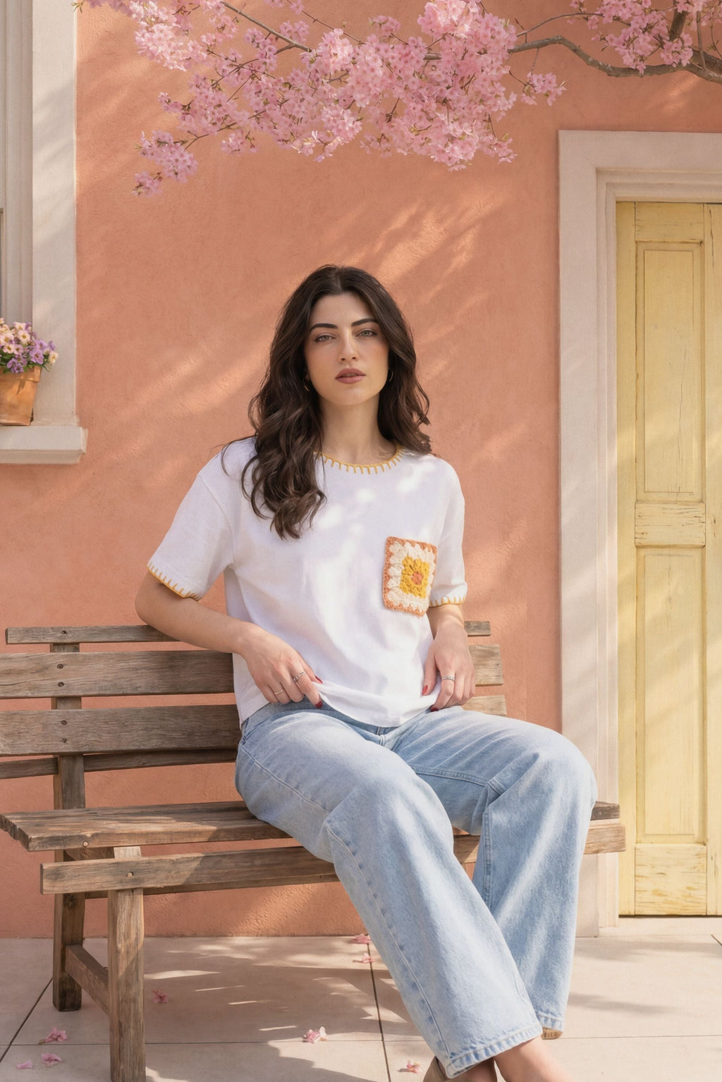 Sun-Baked Crochet Pocket Oversized Tee 🌻🧶