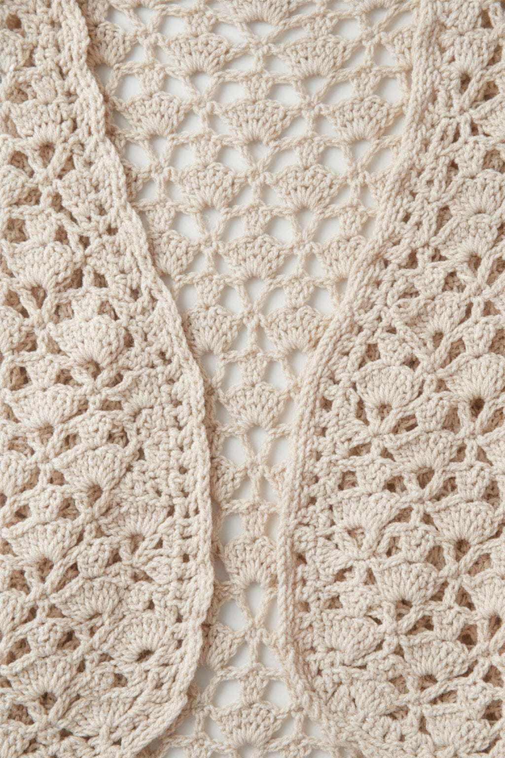 Beige Crochet Vest with Floral Pattern