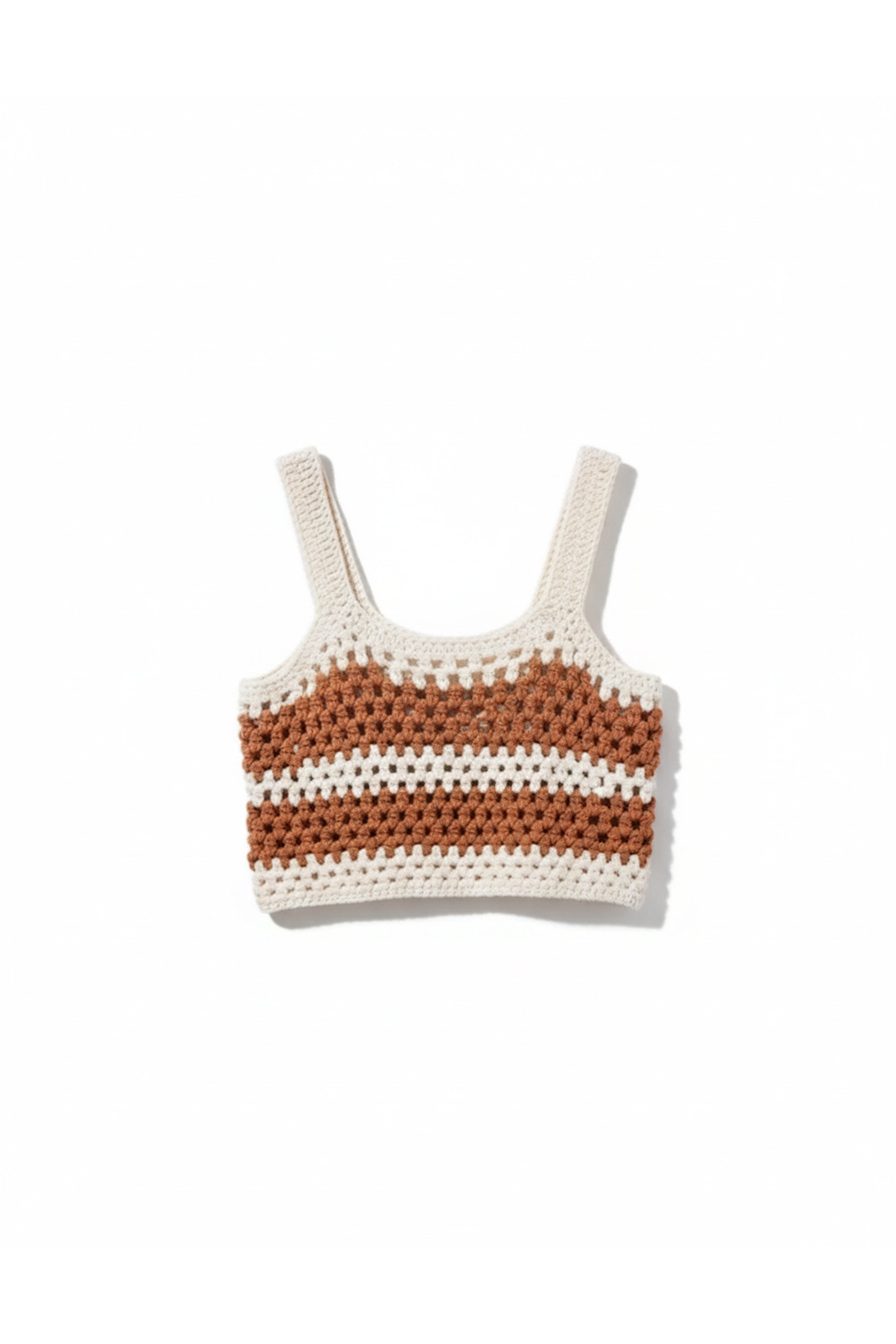 Earthy brown Striped Crochet Shirt