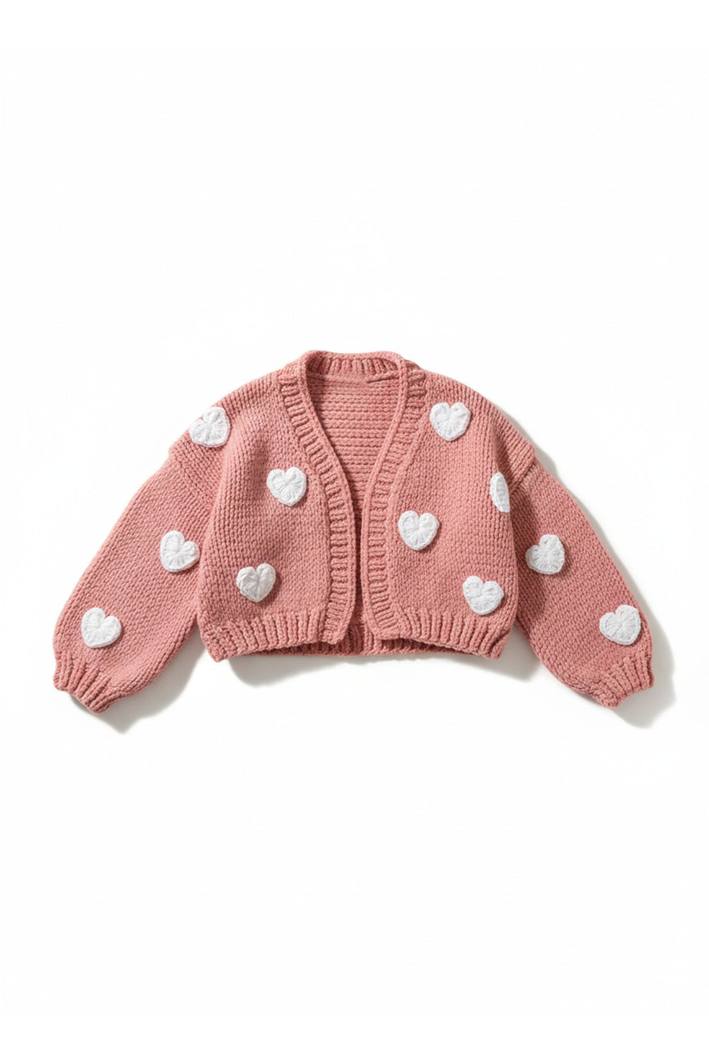 Pink Heart Crochet Cardigan
