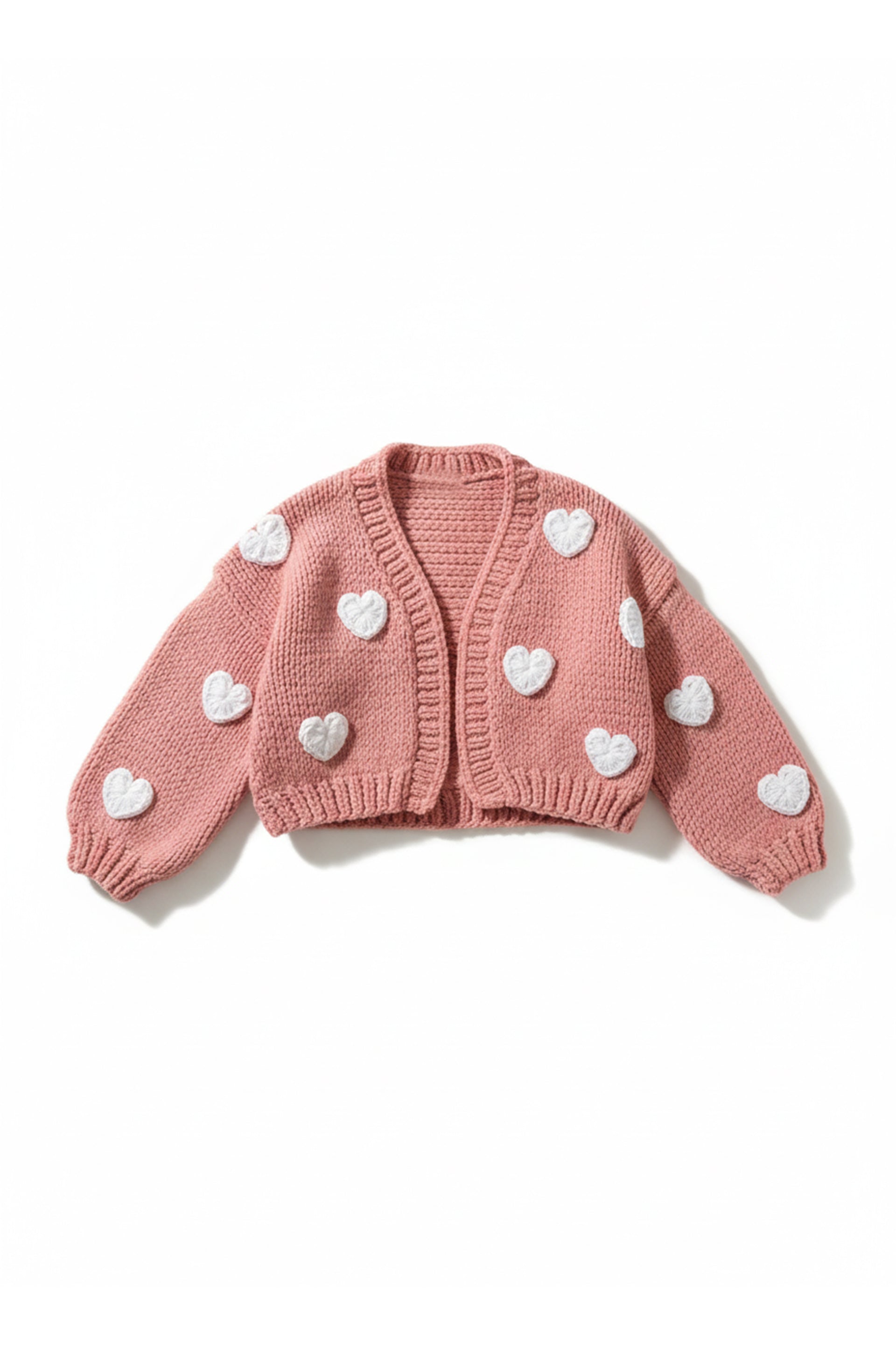 Pink Heart Crochet Cardigan