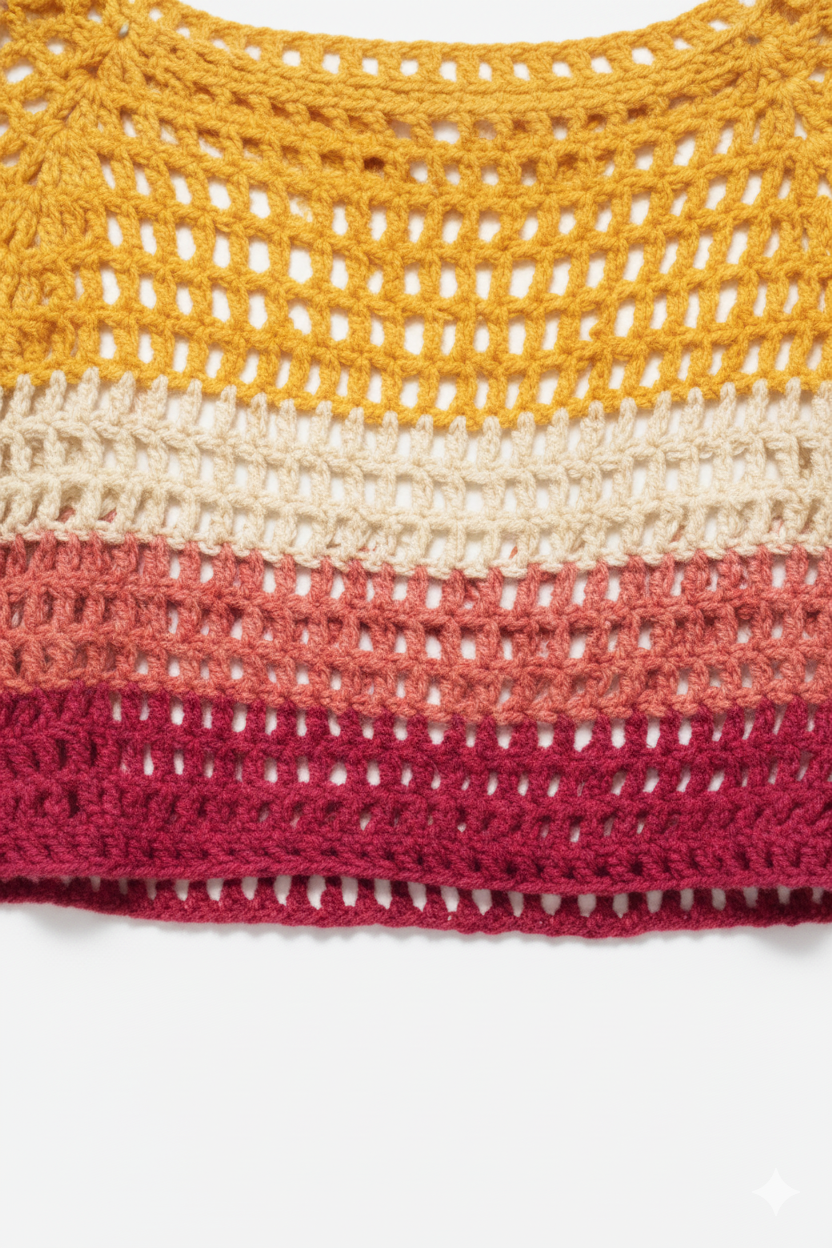Sunset Stripe Crochet Crop Top