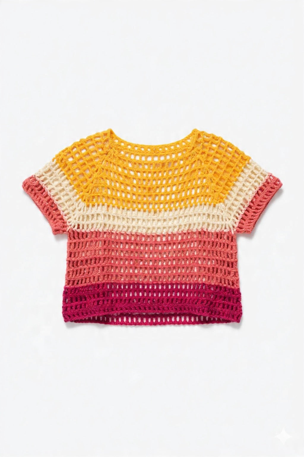 Sunset Stripe Crochet Crop Top